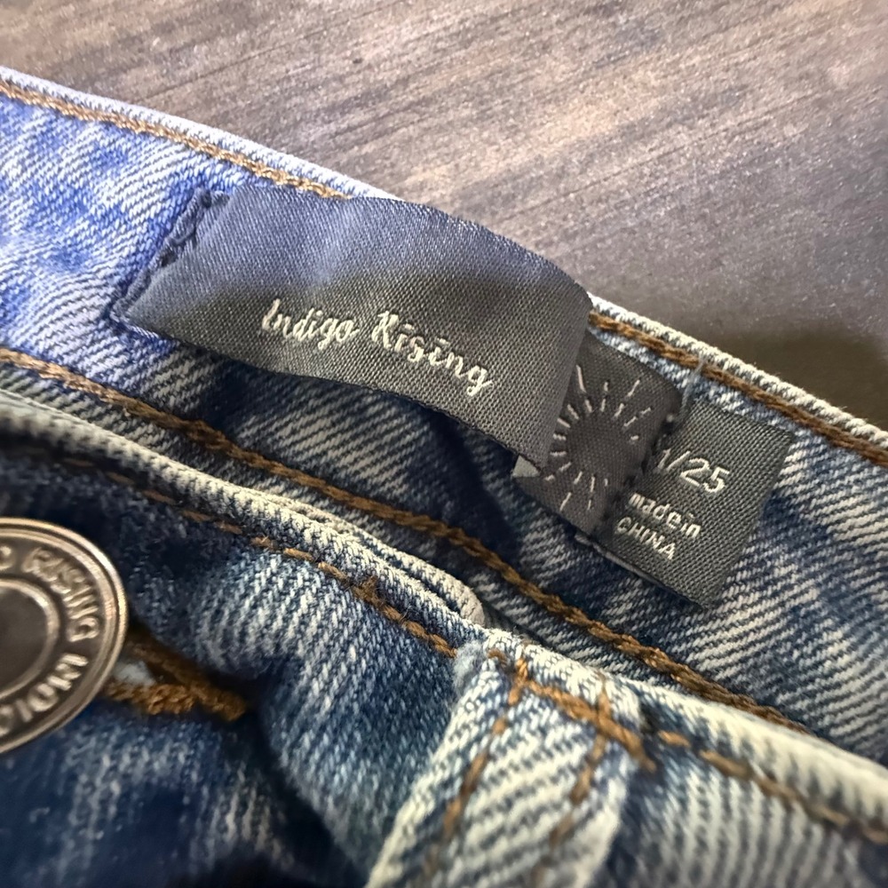 Indigo Rising Light Wash Denim Jeans Distressed Hem Grunge‎ Style Size 1/25 - Picture 4 of 5
